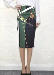 2019 Женская Весенняя деловая юбка-карандаш с высоким эластичным принтом миди
