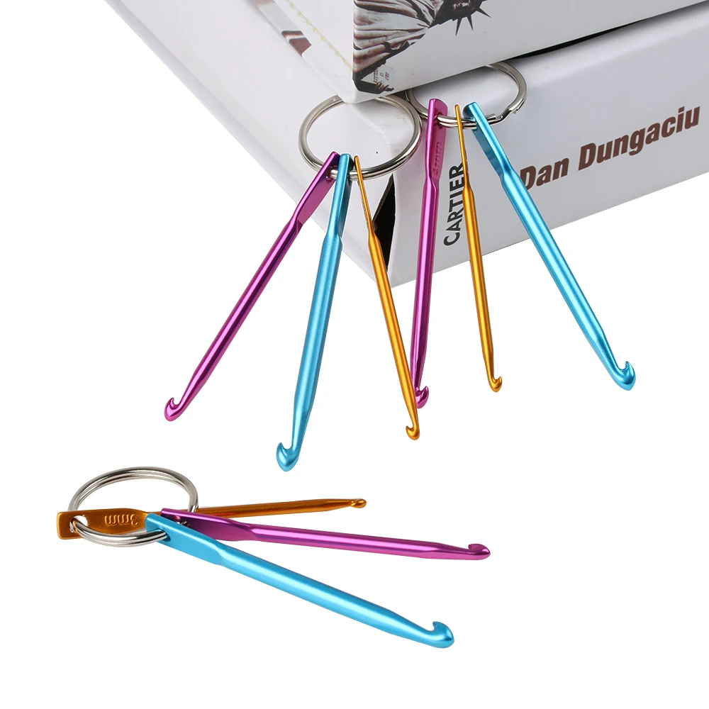 

3Sizes/set New Mini Aluminum Keychain Crochet Hooks DIY Multicolour Crafts Tools Crochet Hook Set Knitting Needle Hand Knit Tool