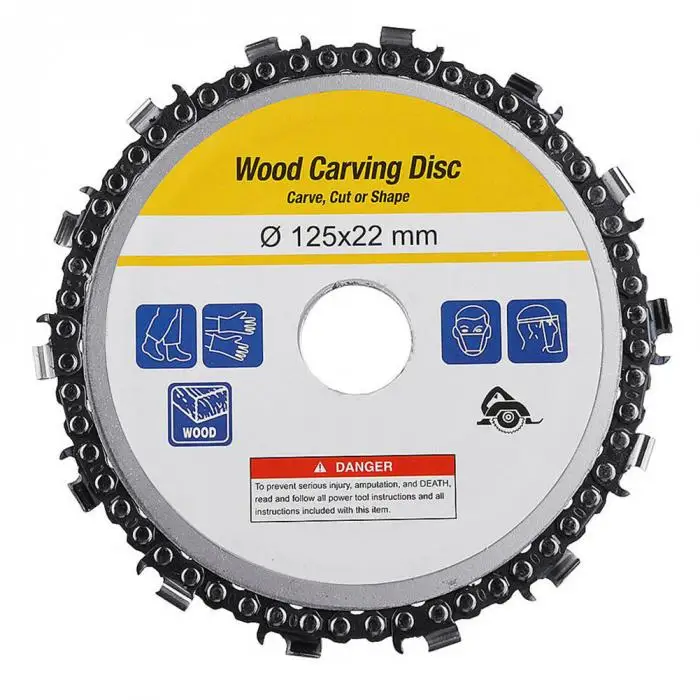 5 Inch Grinder Chain Disc Arbor 14 Teeth Wood Carving Disc for 125mm Angle Grinder QP2