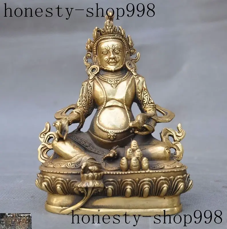 

christmas old Tibetan Buddhism brass copper mouse wealth god Yellow Jambhala Buddha statue halloween