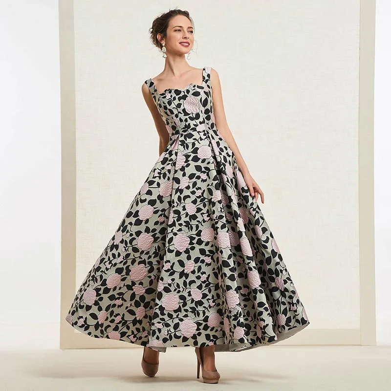 

Tanpell printed prom dresses sweet16 spaghetti straps floor length a line gown women evening party long formal custom prom dress