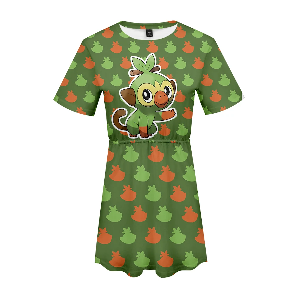 Frdun Tommy 3D Pokemon Sword and Shield Beautiful Short sleeved Loose Casual Fashion Dress Casual Summer Dress Sexy Women