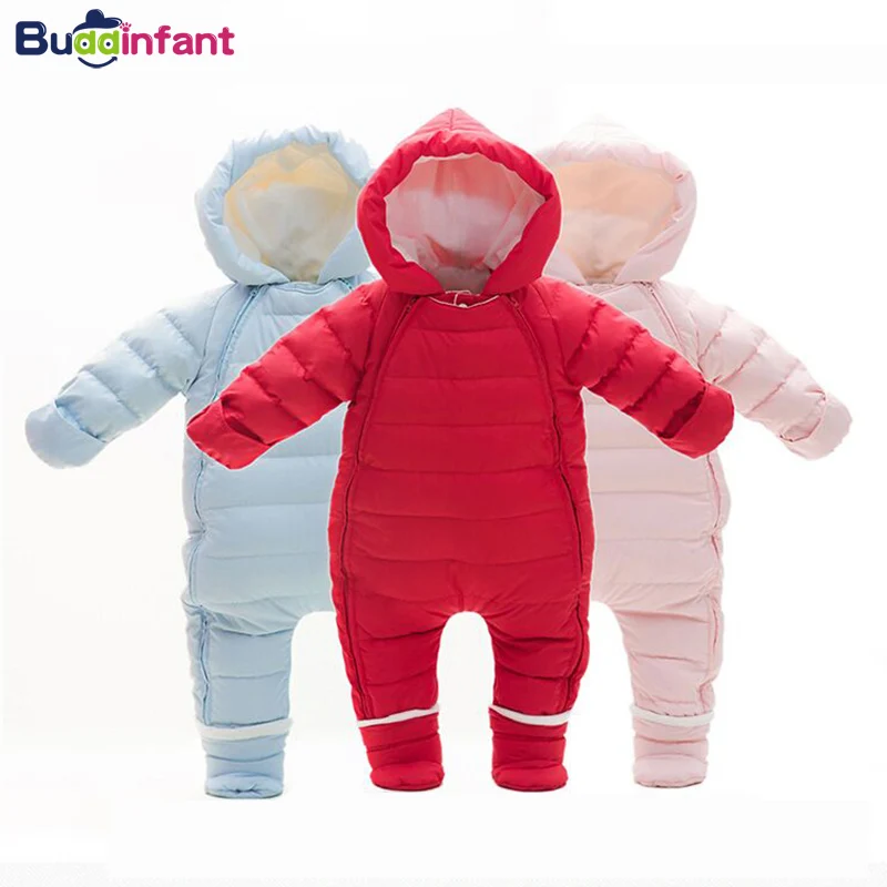 

Warm Overalls Winter Children's Baby 90% White Duck Down Rompers Infant Boy Girl Thick Jumpsuit Baby Snowsuit Newborn Clothes
