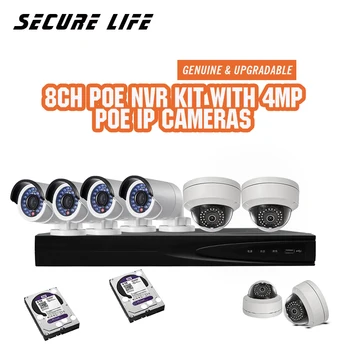 

8ch POE NVR + 4MP bullet , dome IP cctv camera POE