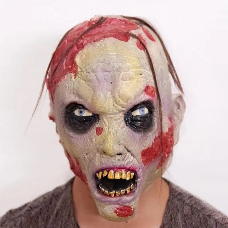 

Scary Zombie Mask Head Wear Realistic Mask Halloween Cosplay Party Props Headgear Rotten Bloody Mask