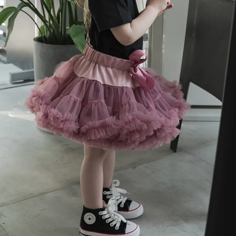 YWHUANSEN/вечерние фатиновые мини-юбки для девочек, юбка-американка для балерины, многослойные пышные детские танцевальные костюмы с пачкой - Цвет: Deep Pink