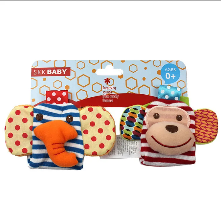 SKKBABY/детские носки для малышей; погремушка; игрушки; погремушка на запястье; носки для ног; детские носки 0-12 месяцев - Цвет: SKKBABY004-1