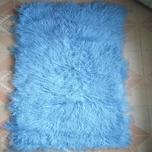 Светло-голубой монгольский мех ковер Настоящее меховое одеяло пол меховой ковер ковры и carttes для дома гостиной декоративный плед