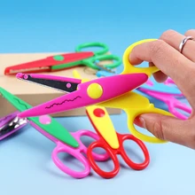1 шт. детские кружевные ножницы из металла и пластика DIY Скрапбукинг фото Цветные Ножницы бумажные кружевные дневники украшения с 6 узорами