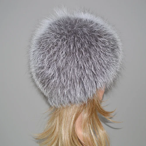 Женская зимняя шапка из натурального меха лисы, теплая мягкая пушистая шапка из меха лисы, роскошная женская шапка хорошего качества из натурального меха лисы, шапки-бомберы - Цвет: sliver fox