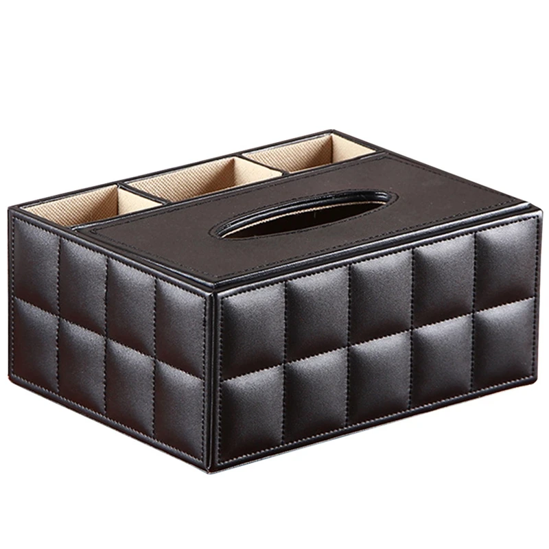 

1Pc Pu Leather Desktop Storage Box Durable Multi-Function Remote Control Holding Tissue Box Grid Storage Box Office Home Car S