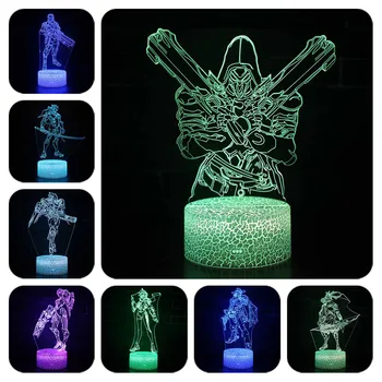 

OW 7 Colors Changing Table Projection Lamp USB light up Led Overwatching Reaper Hanzo Genji Mccree Action Figure Luminous toys