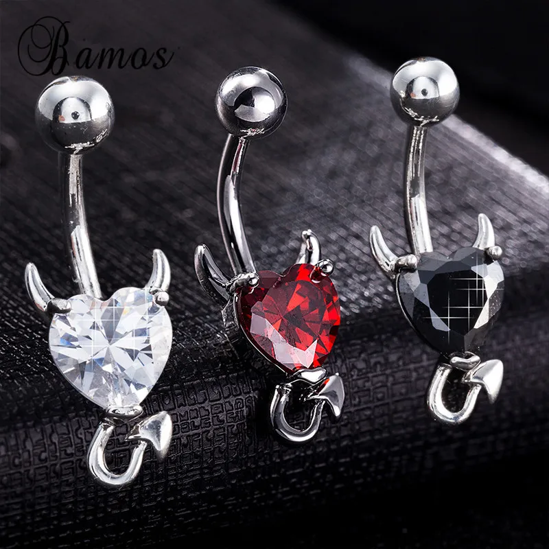 Buy Bamos Cute Heart Zircon Belly Piercing Ring