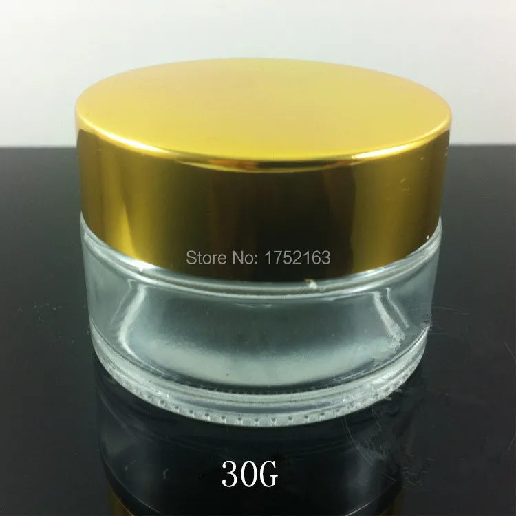 Wholesale 30g Transparent cream jars,cosmetic jars,glass jars With gold