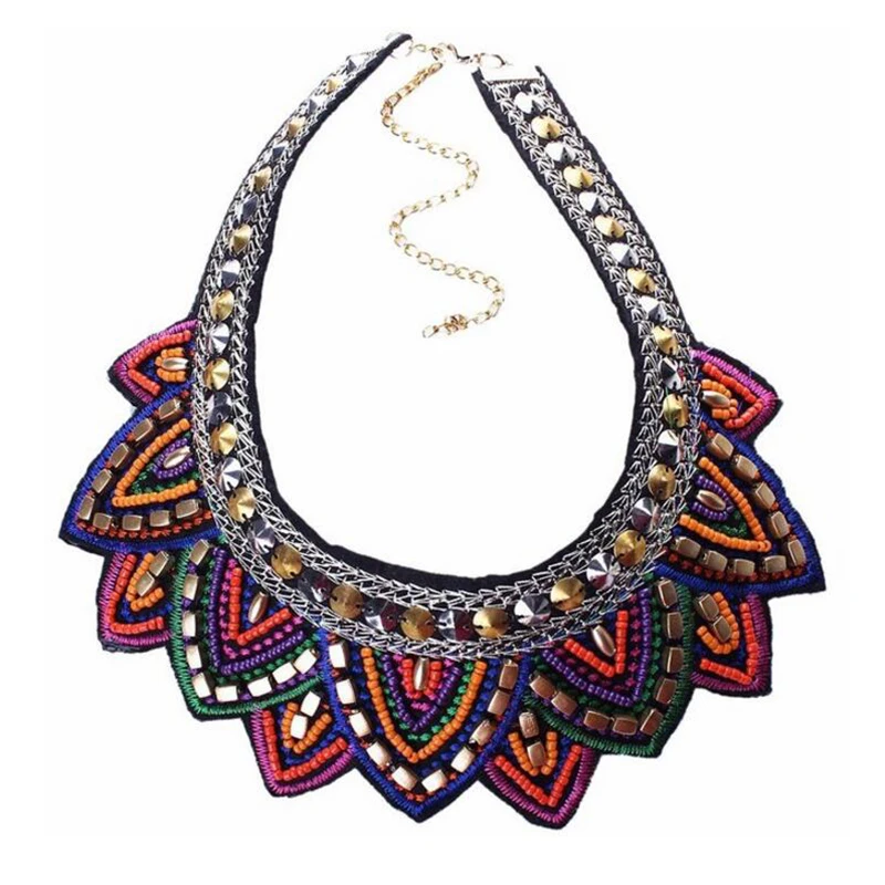 

Free Shipping 2016 Hot Sale Handmade Bohemian Flowers Style Choker Chains Statement Necklaces Women Vintage Jewelry N68 N1788