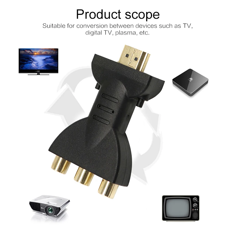 Позолоченный HDMI в 3 RGB RCA видео аудио адаптер AV компонентный конвертер 720P 1080P цифровой сигнал для HDTV DVD|Кабели VGA| | АлиЭкспресс