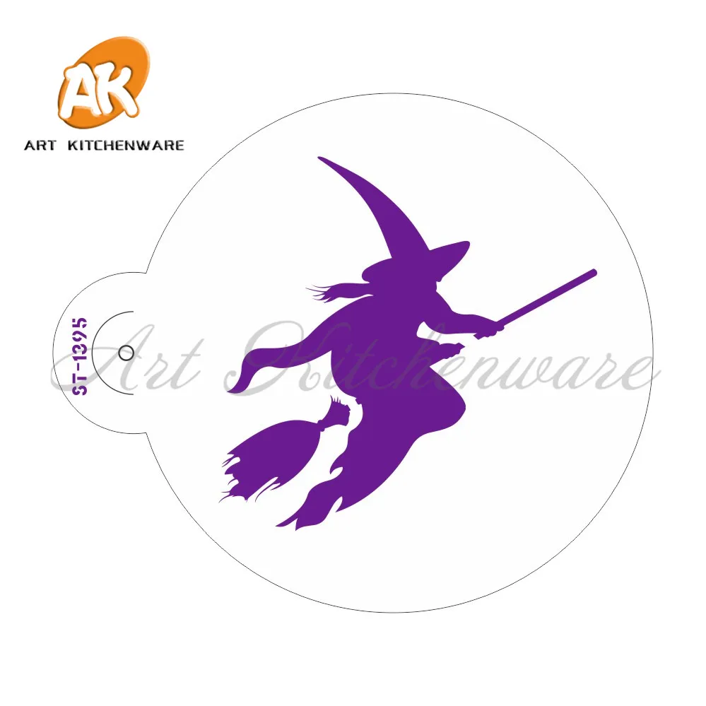 Magic Girl Cake Top Stencils For Halloween Party Plastic Art Stencils