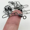 FISHINAPOT 30pcs/lot 2#-10# Stainless Steel Connector Bait Spinner Fishing Lure Rolling Swivel With Fast Lock Snap Hook Rotating ► Photo 3/6