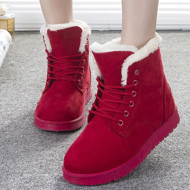 

Women Boots 2016 Fashion Warm Ankle Winter Boots Shoes Women Snow Boots Female Ladies Shoes Black