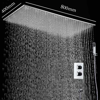 

Bathroom Shower Heads And Faucets 400*800MM Ceiling Big Rainfall Thermostatic Shower Bath Set