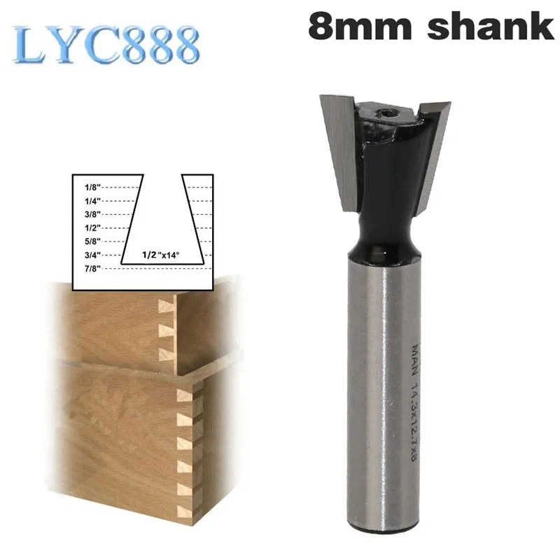 

Top Quality 1Pc 8mm Shank Tungsten Dovetail Miliing Cutters Router Bits Industrial Grade Wood Engraving Cutting Tools