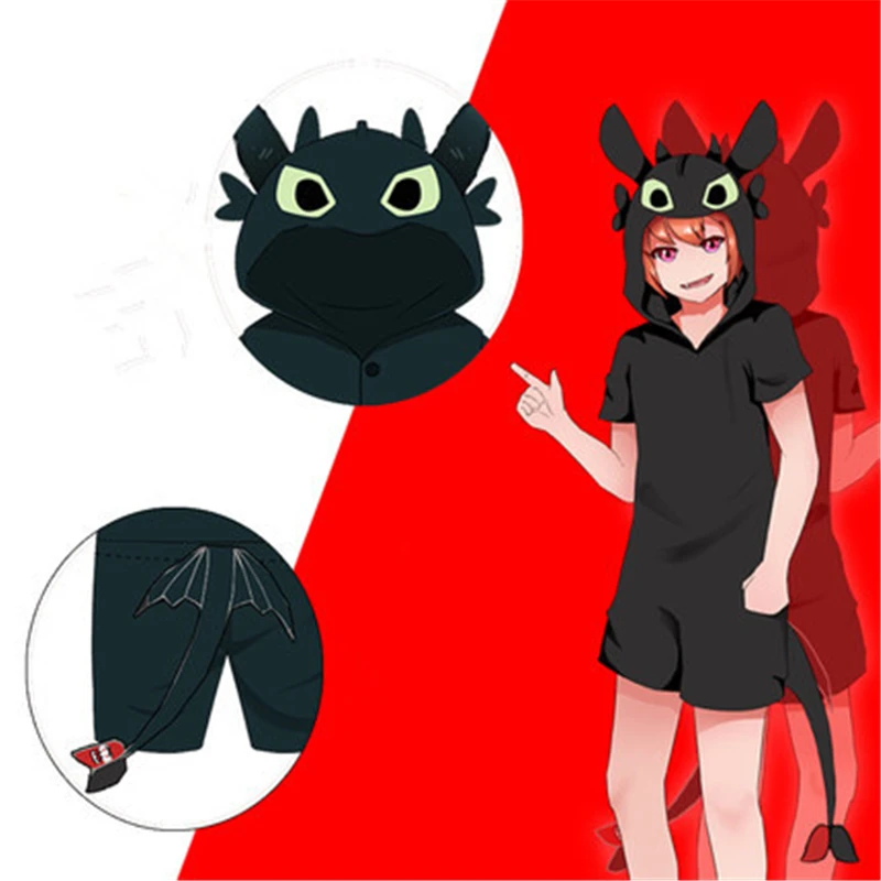 

2018 New Anime Movie How to Train Your Dragon 3 Cute Toothless Cosplay Costumes Summer Casual Cotton pajamas Jumpsuits Bodysuit