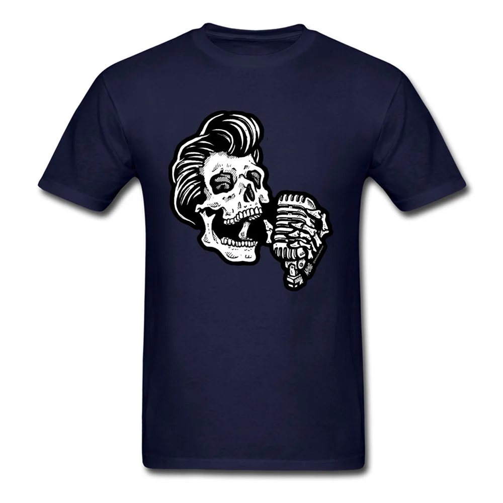 Rockabilly Greaser Skull Pure Cotton Family Tops Tees Funny Short Sleeve Men T Shirts Casual Summer Tee Shirts Crew Neck Rockabilly Greaser Skull navy