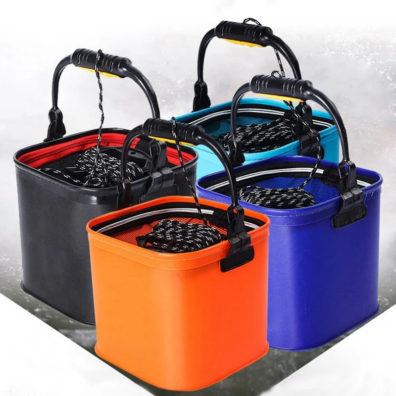 

Outdoor Fishing Bucket Folding Portable Handheld Storage Container Fishing Accessories With Handles Rope For Fishing Gear New