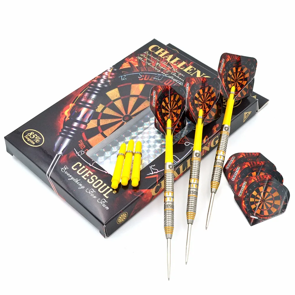 

CUESOUL CHALLENGE 85% 22g/24g/26g Steel Tip Tungsten Dart Set With Yellow Dart Shaft