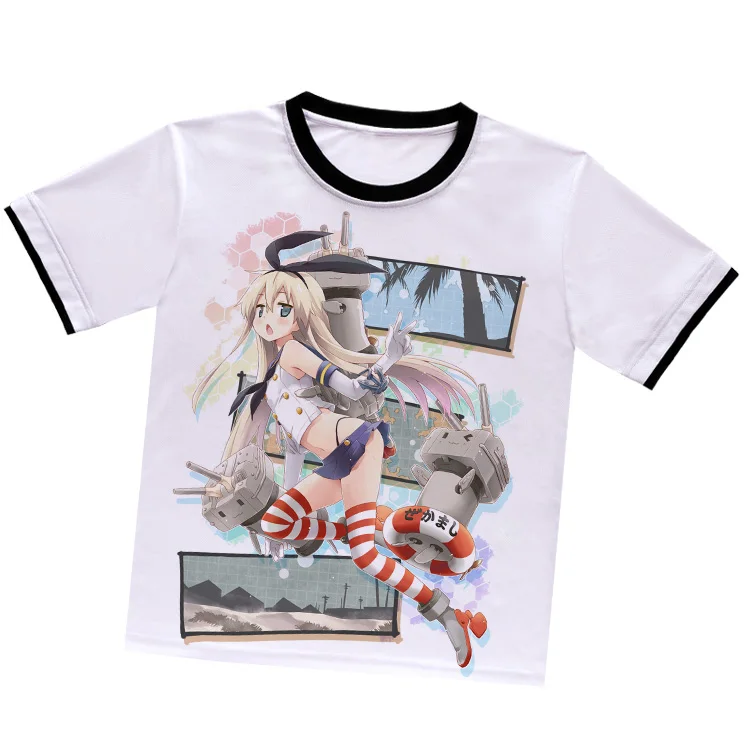 Коллекция аниме-игр Kantai, футболка Kongo Shimakaze Amatsukaze Yukikaze, белая футболка из полиэстера, летняя футболка Kancolle для активного отдыха - Цвет: D0386