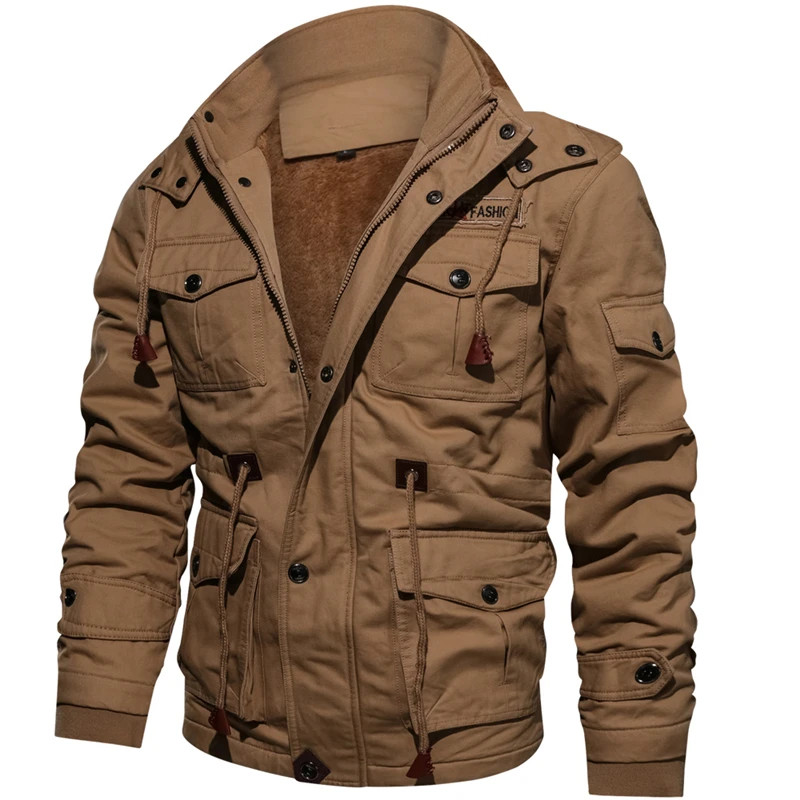 Мужские Зимние флисовые куртки, теплое пальто с капюшоном, теплая толстая верхняя одежда, мужская военная куртка с несколькими карманами, парки Hombre, Прямая поставка