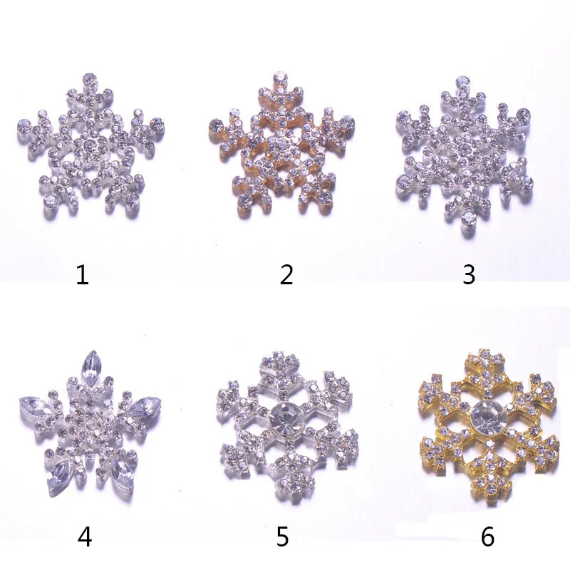 

(L0737) wholesale 50 pcs free shipping 25mm snowflake rhinestone button ,flat back,silver or rose gold plating