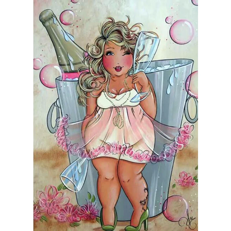 

2018 NEW Full Square/Round Drill 5D DIY Diamond Painting "FAT GIRL" Embroidery Cross Stitch Mosaic Home Decortion Gift H711