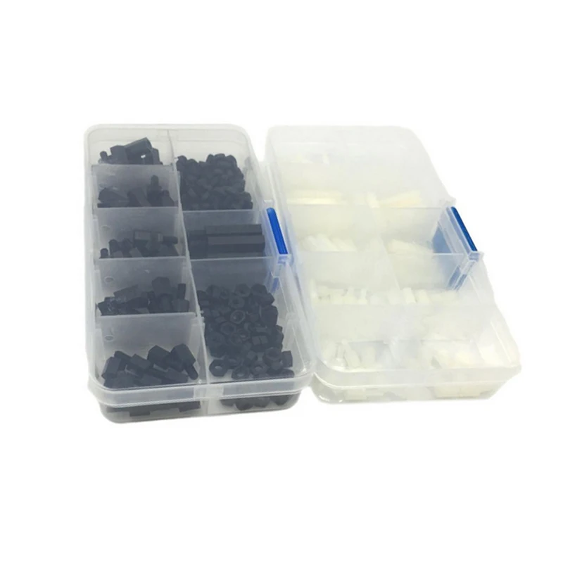 

300pcs Nylon Hex M3 Male Female Spacers Screw Nuts Standoff Kit With Plastic Box White Black Accessories Assortment LAD-sale