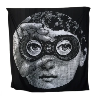 

Milan Style Tapestry Lady Portrait Wall Hanging Fabric Bar Living Room Decorative Curtain Retro Black and White Tablecloth