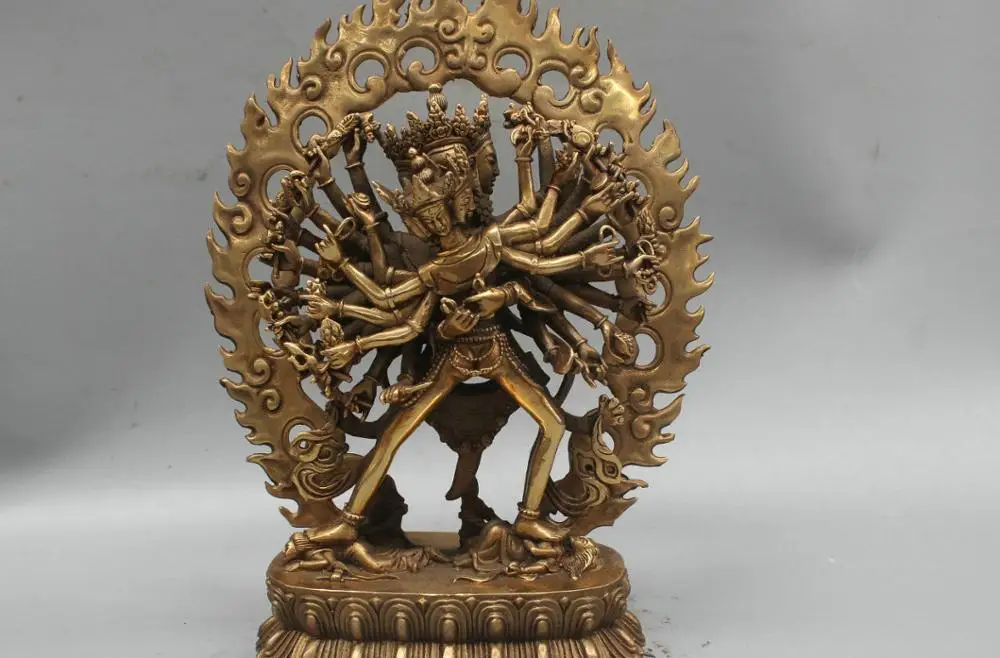11'' China Tibet Kalachakra Yab-yum Buddha Bronze Statue