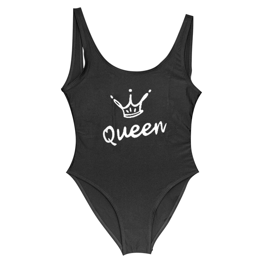 Женский Цельный купальник с надписью «queen Crown», сексуальный купальник-стринги, цельный купальный костюм, женская одежда для плавания, комбинезон, Badpak