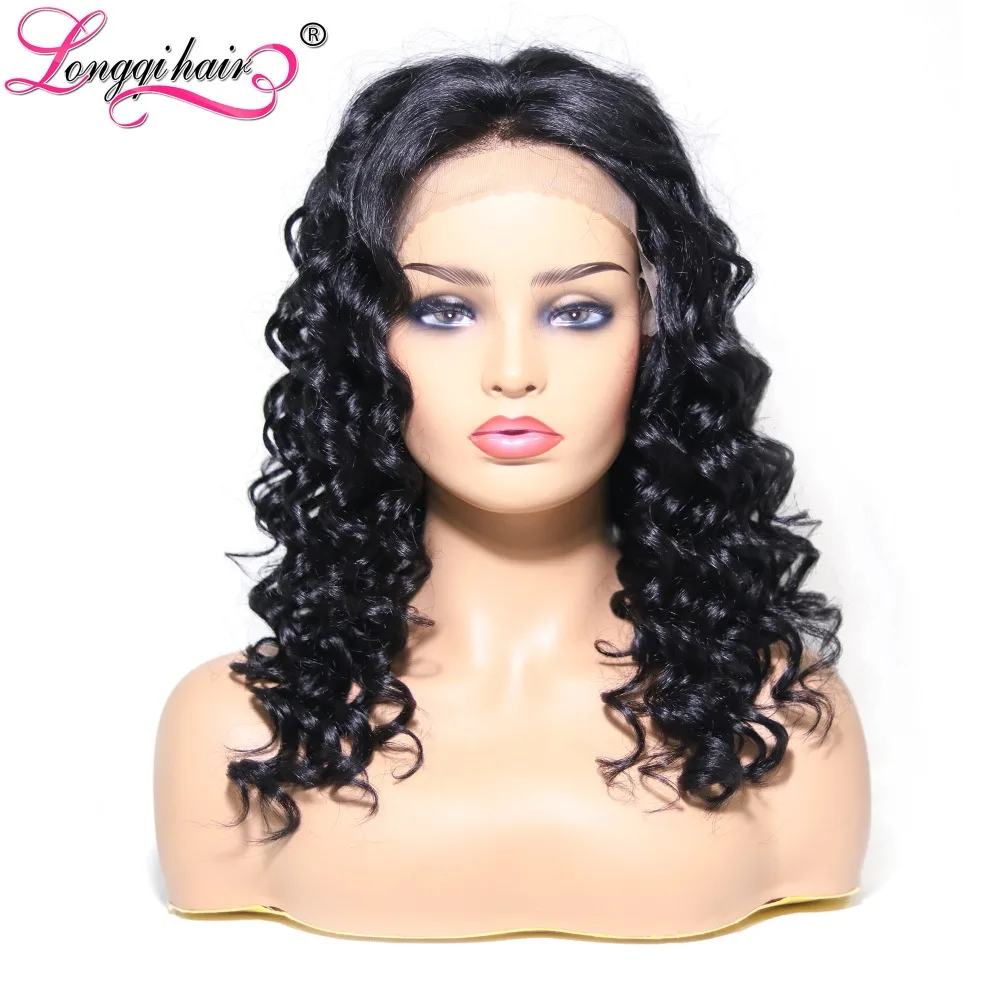 Longqi Jet Black Human Hair Hair Wigs Brazilian Wavy Remy Hair Wig With