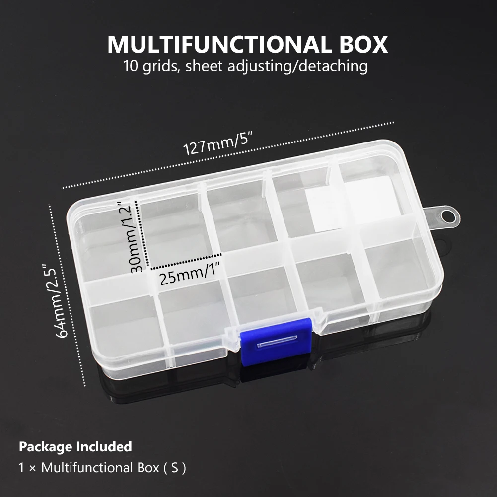 Practical Adjustable 10/15/24 Compartment Plastic Storage Box Jewelry Earring Bead Screw Holder Case Display Organizer Container