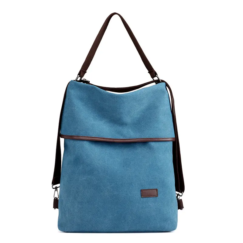Новинка, женские парусиновые рюкзаки, женский многофункциональный рюкзак, сумка через плечо в консервативном стиле, рюкзак для девушек - Цвет: Blue