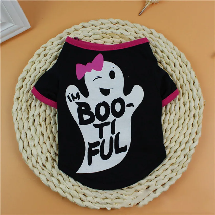 Модная одежда сделает ваших домашних животных особенным, крутой Хэллоуин милые домашние футболки одежда маленький костюм щенка#0811 B