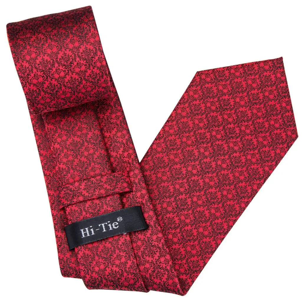 Hi-Tie Элитный брендовый Шелковый Мужские галстуки красные комплект шейных платков 2019 Цветочные дизайнерские классические спортивные