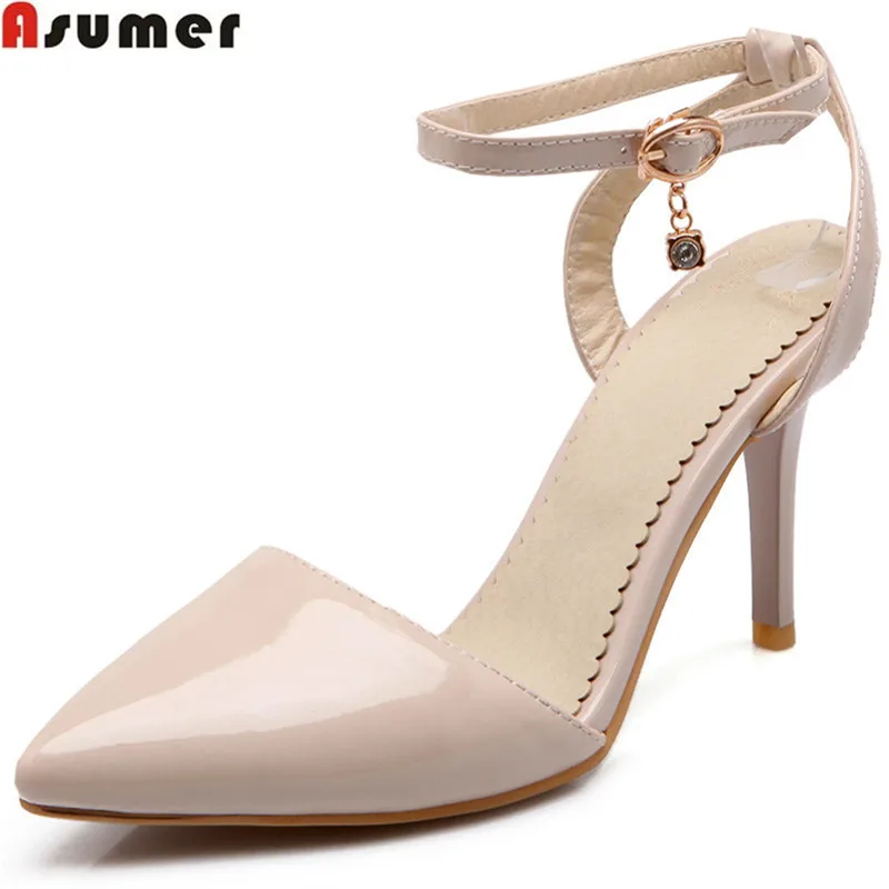 

ASUMER 2018 spring autumn new fashion pumps shoes woman pointed toe buckle elegant wedding shoes women high heels shoes