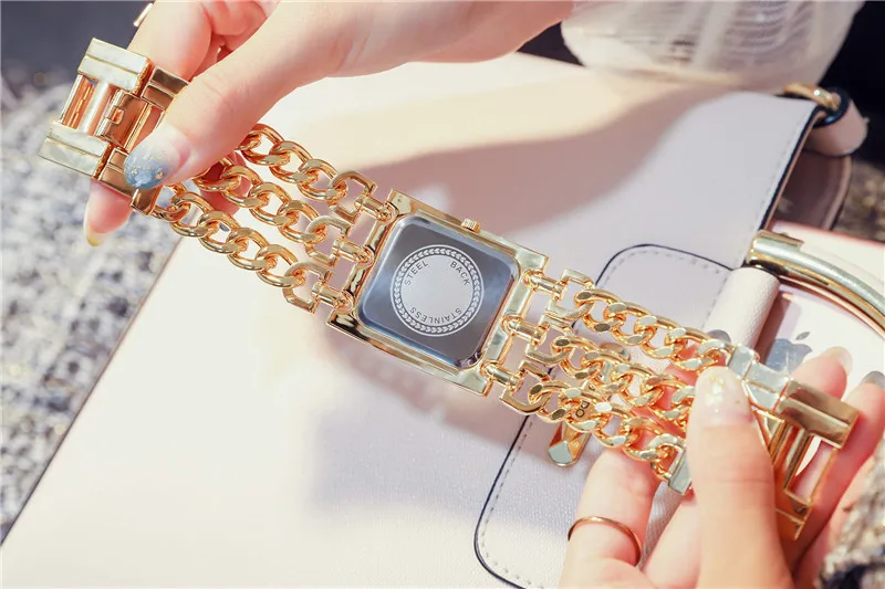 Новые женские часы G& D, золотые роскошные стразы, женские часы-браслет, Модные кварцевые наручные часы, прямоугольные часы