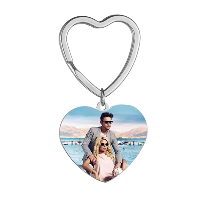 Персонализированные пользовательские брелоки для женщин сердце автомобиль сумка Шарм брелок пара цепочка для ключей бумажник лучший друг брелок бойфренд подарок - Цвет: Silver 1 Side Photo