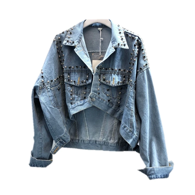 diamond studded denim jacket