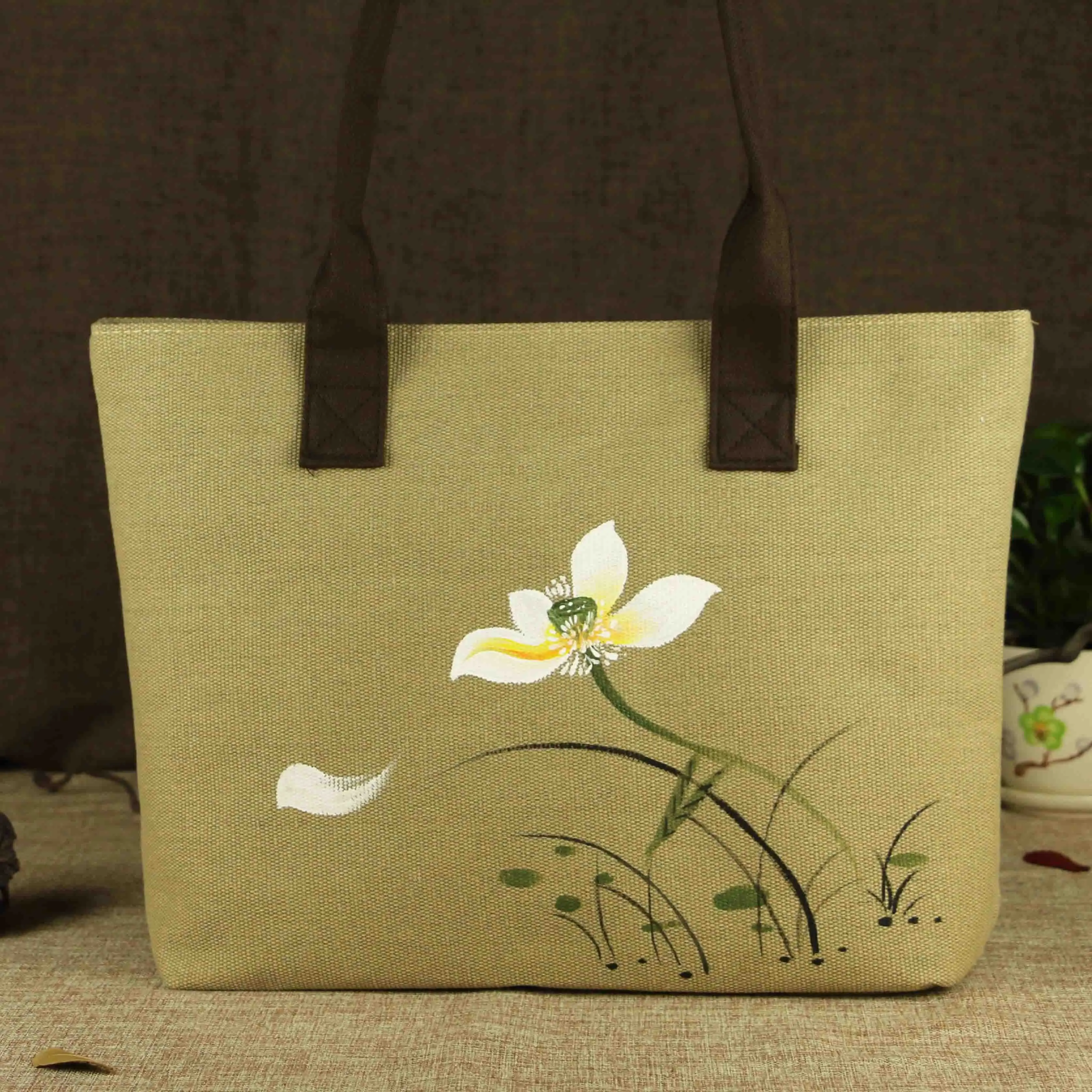 

New trend Chinese retro wind shoulder bag canvas flowers handbags women tote bag messenger bags gift for girls
