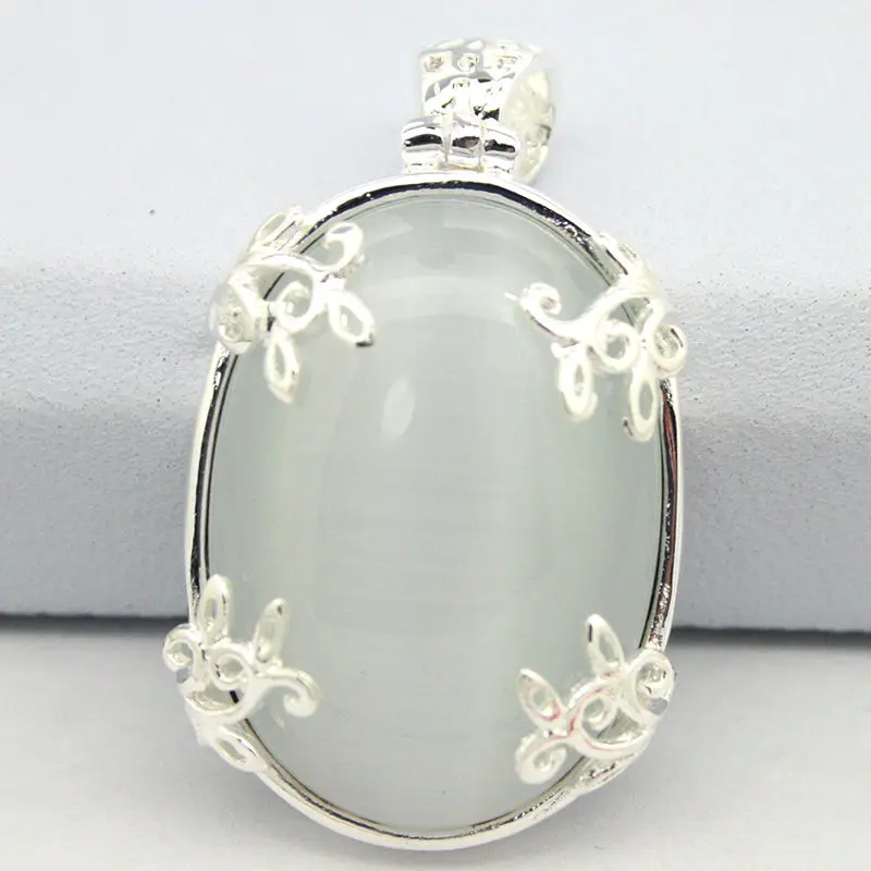

Vintage 925 Sterling Silver white opal designed Pendant 35x20MM