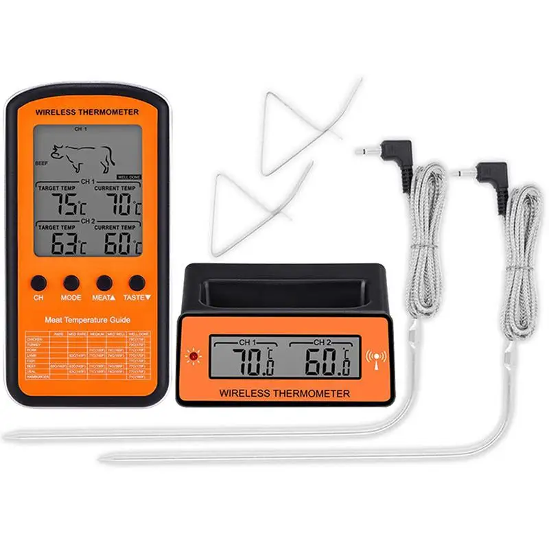 Billige Wireless Remote Dual Sonde Digitale Kochen Lebensmittel Fleisch Ofen Thermometer für Grillen Raucher BBQ Küche Temperatur Meter