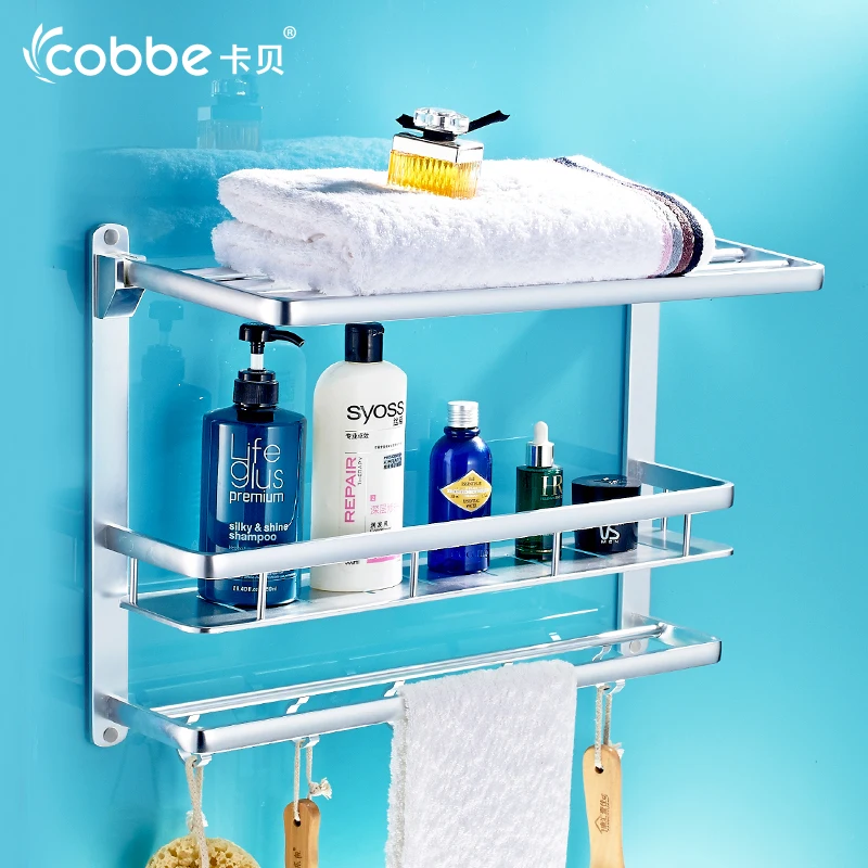 Modern Wall Mount Bathroom Towel Holder Aluminium Bathroom Accessories Shower Shelf Towel Hanger